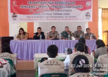 Kapolsek dan Bhabinkamtibmas Jajaran Polres Samosir turut menghadiri dan memberikan dukungan pada acara pelantikan dan pembekalan Pengawas Tempat Pemungutan Suara (PTPS) Pemilihan Umum tahun 2024 di Kabupaten Samosir. Kegiatan ini berlangsung dengan sukses pada hari ini, Senin, 22 Januari 2024.