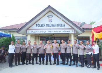 Kapolres Lhokseumawe saat kunjungan kerja (kunker) awal tahun ke Mapolsek Meurah Mulia, Rabu (24/1/2024).