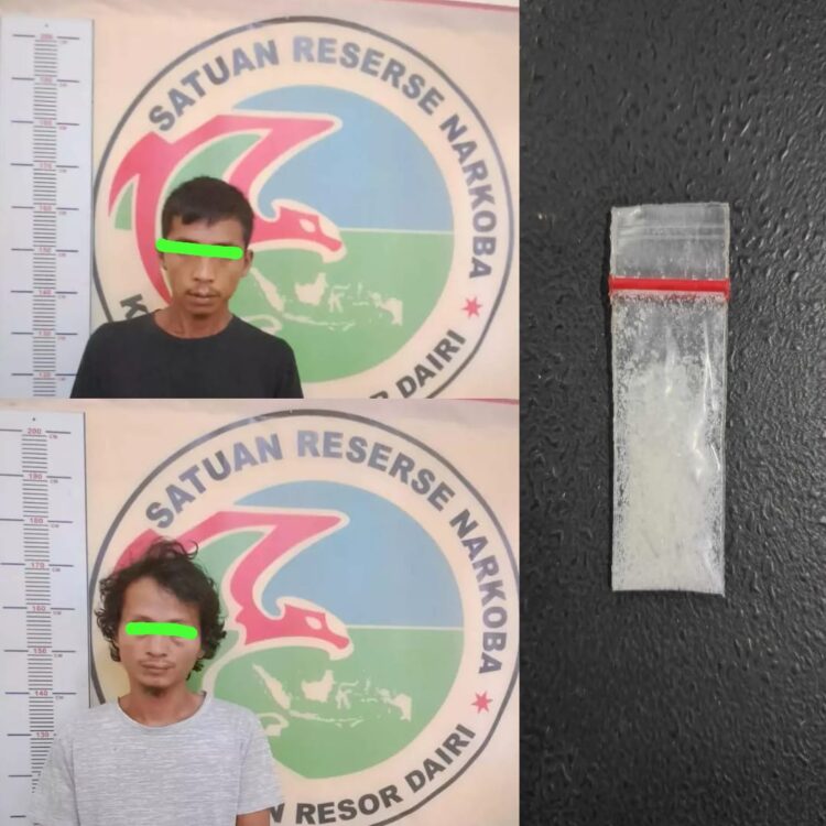 AS dan P diringkus Satres Narkoba Polres Dairi usai membuang narkotika jenis Sabu di Desa Lau Njuhar, Kecamatan Tanah Pinem Kabupaten Dairi.