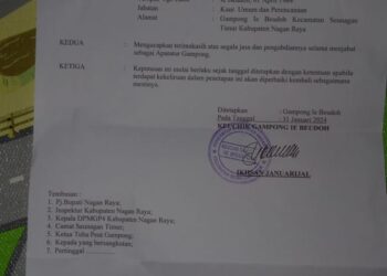 Surat Pemutusan Pemberhentian Aparatur Gampong (Desa) Ie Beudoh Kecamatan Seunagan Timur, Kabupaten Nagan Raya