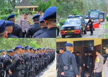 Kapolres Labuhanbatu menyambut personel BKO Brimob Poldasu. Kegiatan berlangsung di Mess Mambang Muda Jl. Jend. Sudirman Aek Kanopan Kab. Labuhanbatu Utara. Minggu (11/02/2024). (Foto : Dok/Polres Labuhanbatu)