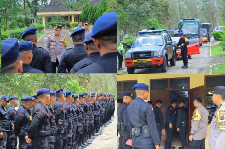 Kapolres Labuhanbatu menyambut personel BKO Brimob Poldasu. Kegiatan berlangsung di Mess Mambang Muda Jl. Jend. Sudirman Aek Kanopan Kab. Labuhanbatu Utara. Minggu (11/02/2024). (Foto : Dok/Polres Labuhanbatu)