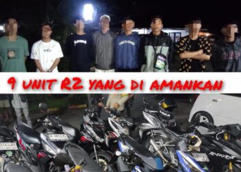 Pengamanan 9 unit sepeda motor yang diduga akan digunakan untuk balap liar. Kegiatan ini dilaksanakan di Ringroad dua Kelurahan Buha Lingkungan III, yang menjadi titik rawan aksi balap liar di wilayah tersebut, Sabtu (10/2/2024) malam.