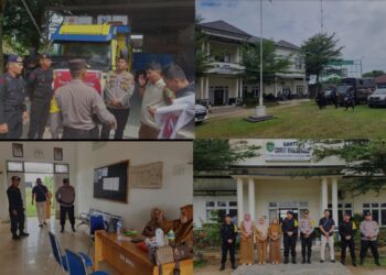Personil gabungan TNI, Brimob, Kepolisian serta Satpol PP melaksanakan Patroli Gabungan di seputaran kota Aek Kanopan Kec. Kualuh Hulu Kab. Labuhanbatu Utara, Selasa (13/02/2024) pukul 10.00.WIB hingga pukul 12.00.WIB.
