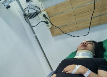DIRAWAT INTENSIF: Kapolsek Medan Tuntungan, Iptu Christin Malahayati Simanjuntak mendapat perawatan medis di RS Adam Malik Medan akibat ditabrak sepedamotor, Selasa (13/2/2024).(Foto Dok/Polrestabes)