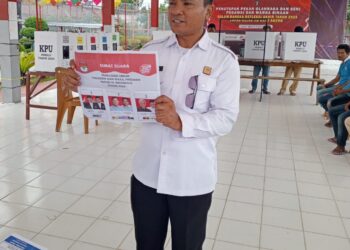 Kalapas Kelas IIB Kayu Agung Jepri Ginting di sela-sela penghitungan suara, Rabu (14/2/24).