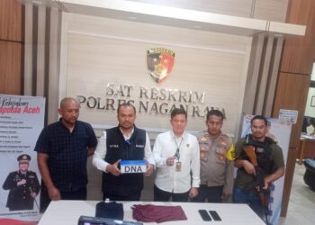 Kapolres Nagan Raya AKBP Rudi Saeful Hadi, melalui Kasat Reskrim IPTU Vitra Ramadani saat menggelar Pers Rilis didepan awak media senin sore (19/2/2024).