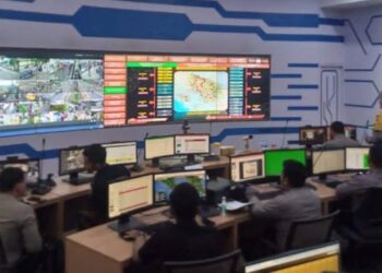DIRIKAN COMMAND CENTER: Jelang Champinship F1 Powerboat Danau Toba, Polda Sumut mendirikan Command Center sebagai kendali operasi yang ditempatkan di Mess Pemprov Sumut. (Foto Dok/ Polda Sumut)