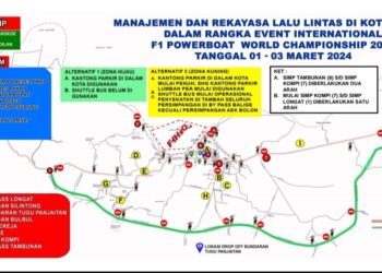 RUTE: Polda Sumut keluarkan rute simulasi rekayasa arus lalu lintas Kota Balige jelang F1 Powerboat, Kamis (29/2/2024). (Foto Dok/ Polda Sumut)