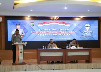 Polda Sulut melalui Direktorat Lalu Lintas melaksanakan latihan pra operasi, yang digelar di aula Tribrata Polda Sulut, Kamis (29/2/2024).