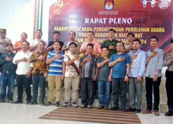 Komisi pemilihan umum (KPU) kabupaten nias barat telah mensahkan hasil perolehan suara partai politik peserta pemilu dari setiap daerah pemilihan anggota dewan perwakilan rakyat daerah (DPRD) kabupaten nias barat, minggu (03/03/2024) di tokosa hall.