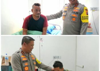 BESUK: Kapolda Sumut, Irjen Pol Agung Setya Imam Effendi membesuk dua personel yang jadi korban penganiayaan saat menangkap pelaku narkoba, Selasa (19/3/2024). (Foto Dok/ Polda Sumut)