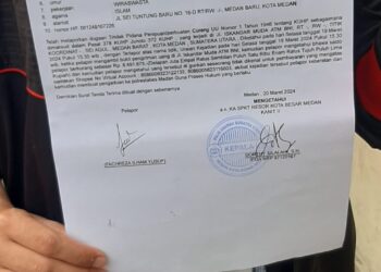 LAPORAN: Bukti laporan korban penipuan di Polrestabes Medan.(Foto Dok/Korban)
