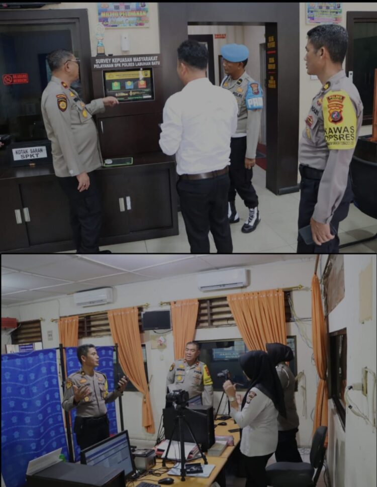 Wakapolres Labuhanbatu, KOMPOL H. Matondang, S.H., M.H., melakukan pengawasan dan pengecekan pelayanan publik (YANLIK) di lingkungan Polres Labuhanbatu. Kegiatan ini dilaksanakan di Mapolres Labuhanbatu, Jalan MH. Thamrin, Rantauprapat, Kabupaten Labuhanbatu, Rabu (27/03/2024).