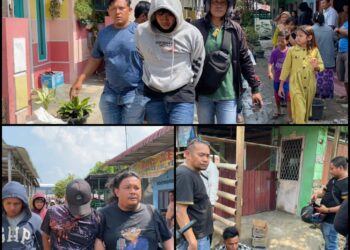 BEKUK PENGEDAR SABU: Tiga pengedar narkoba jenis sabu masing-masing berinisial APD, MA dan MAS dibekuk personel Satres Narkoba Polrestabes Medan di kawasan bantaran rel kereta api Tembung, Kecamatan Percut Sei Tuan, Deliserdang, Kamis (28/32024).(Foto Dok/Polrestabes)