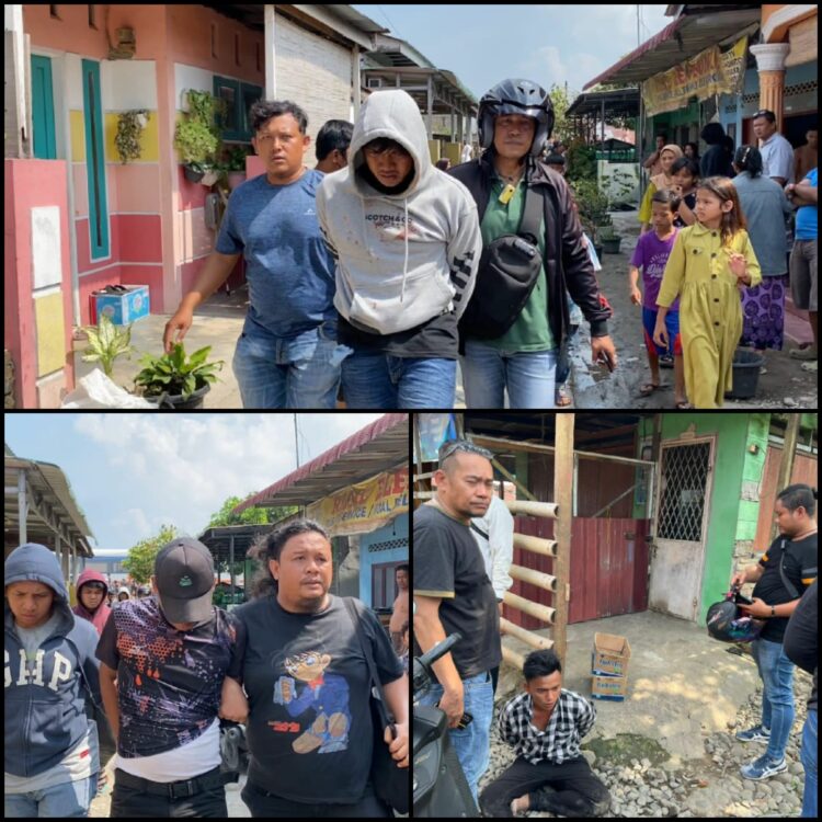 BEKUK PENGEDAR SABU: Tiga pengedar narkoba jenis sabu masing-masing berinisial APD, MA dan MAS dibekuk personel Satres Narkoba Polrestabes Medan di kawasan bantaran rel kereta api Tembung, Kecamatan Percut Sei Tuan, Deliserdang, Kamis (28/32024).(Foto Dok/Polrestabes)