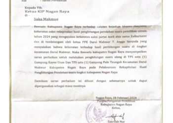 Surat Bawaslu Nagan Raya