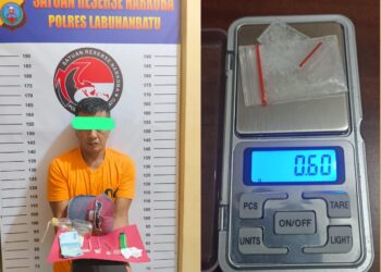 Tim Opsnal Satres Narkoba Polres Labuhanbatu di bawah kepemimpinan IPDA Rahmadhan Hilal bersama anggotanya dari unit Satres Narkoba pada hari Sabtu, (30/03/2024) sekira pukul 13.30.Wib berhasil meringkus seorang laki-laki berinisial FRH alias Nando, berusia 41 tahun di Dsn Pondok Batu Ds Pondok Batu Ke. Bilah Hulu Kab. Labuhanbatu.