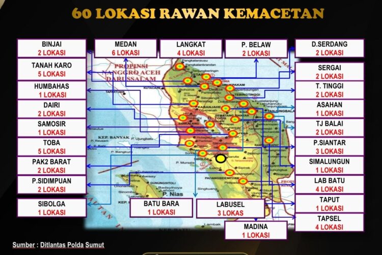 Peta 60 titik rawan kemacetan. (Foto Dok/ Polda Sumut)