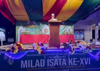 Acara pengumuman dan pembagian hadiah untuk pemenang lomba Musabaqoh dalam rangka milad Ikatan Santri Tanah Luas (ISATA) yang ke 16 bertempat di halaman Majid Jami’ Baitul 'Ala Desa Seupeng, Kec. Tanah Luas, Kab. Aceh Utara, Kamis (18 April 2024).