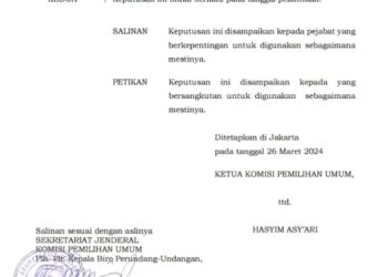 Salinan Putusan dari KPU RI