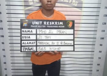 MAI: Muhammad Ali Imran
S: Saprijal
DITANGKAP: MAI, pelaku yang sudah 8 kali beraksi berhasil ditangkap Polsek Delitua, Minggu (21/4/2024) (Foto Dok/ Polsek Delitua)
