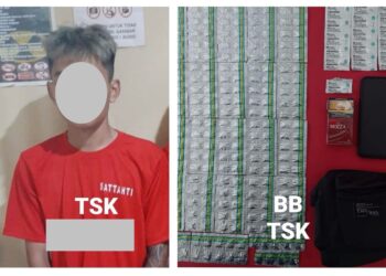 Satresnarkoba Polresta Banyumas, Polda Jateng, berhasil mengamankan seorang pria berinisial JA (23) warga Desa Dawuhan Wetan, Kec. Kedungbanteng, Kab. Banyumas. Ia ditangkap karena diduga menjadi pengedar obat psikotropika.