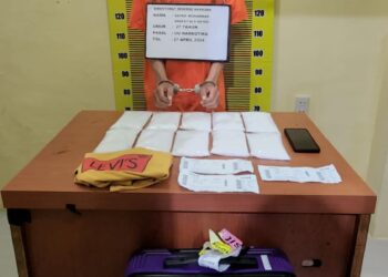 DITANGKAP: Pelaku berinisial SMA, jaringan Sumatera Utara ke Sulawesi. ditangkap Direktorat Reserse Narkoba Polda Sumatera Utara di Kuala Namu Internasional Airport (KNIA). (Foto Dok/Polda Sumut)