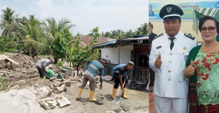 PEMBANGUNAN : Proses pembangunan 2 Plat Dweker atau gorong gorong untuk mengatasi banjir di Nagori Maligas Tonga, Kecamatan Tanah Jawa, Kabupaten Simalungun