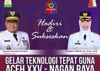 Penjabat (Pj) Bupati Nagan Raya, Fitriany Farhas, AP., S.Sos., M.Si mengajak seluruh masyarakat Nagan Raya untuk ikut memeriahkan Gelar Teknologi Tepat Guna (TTG) Aceh XXV yang akan berlangsung di Alun-alun, Kompleks Perkantoran Suka Makmue, mulai tanggal 7 hingga 11 Mei 2024.