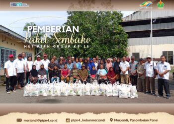 Manajemen Unit Kebun Marjandi membagikan 50 paket sembako kepada Masyarakat yang kurang mampu di sekitar lingkungan Kebun Marjandi. Adapun pelaksanaan kegiatan tersebut dilakukan pada hari Rabu, 29 Mei 2024 bertempat di Halaman Kantor Sentral Unit Kebun Marjandi. Ada sebanyak 50 paket sembako yang terdiri dari 5 kg beras, 2 kg gula pasir, 2 lt minyak goreng pada tiap paket.