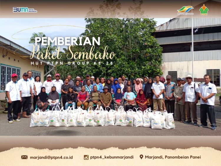 Manajemen Unit Kebun Marjandi membagikan 50 paket sembako kepada Masyarakat yang kurang mampu di sekitar lingkungan Kebun Marjandi. Adapun pelaksanaan kegiatan tersebut dilakukan pada hari Rabu, 29 Mei 2024 bertempat di Halaman Kantor Sentral Unit Kebun Marjandi. Ada sebanyak 50 paket sembako yang terdiri dari 5 kg beras, 2 kg gula pasir, 2 lt minyak goreng pada tiap paket.