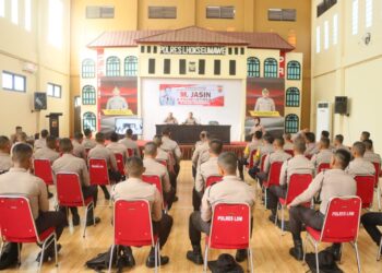 Polres Lhokseumawe menggelar sosialisasi Sejarah Kepahlawanan KJP.(P) M.Jasin yang berlangsung di gedung serbaguna Wira Satya Polres Lhokseumawe, Rabu (12/6/2024) pagi.