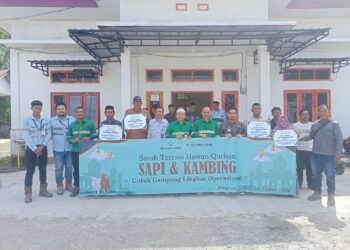PT Bara Energi Lestari (BEL) site Nagan Raya dan PT. Tata Bara Utama (TBU) kembali menyalurkan sejumlah hewan Qurban untuk Gampong Lingkar Operasional, Kamis (13/06/24), diserahkan secara simbolis bertempat di Gampong Krueng ceuko kecamatan Seunagan Kabupaten Nagan Raya oleh Agussalim departement head CSR PT Bel sapi 10 ekor kambing 20 ekor.