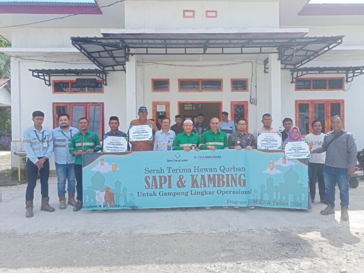 PT Bara Energi Lestari (BEL) site Nagan Raya dan PT. Tata Bara Utama (TBU) kembali menyalurkan sejumlah hewan Qurban untuk Gampong Lingkar Operasional, Kamis (13/06/24), diserahkan secara simbolis bertempat di Gampong Krueng ceuko kecamatan Seunagan Kabupaten Nagan Raya oleh Agussalim departement head CSR PT Bel sapi 10 ekor kambing 20 ekor.