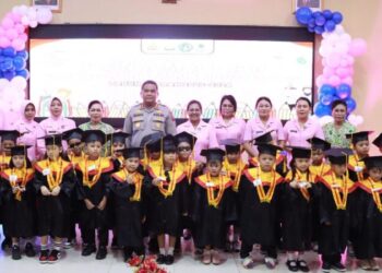 Kapolresta Manado, Kombes Pol Julianto Sirait, memimpin dengan penuh semangat dalam acara penamatan dan perpisahan bagi 23 murid Taman Kanak-Kanak (TK) Kemala Bhayangkari 02 Manado. Dalam upacara yang berlangsung di halaman sekolah, Kombes Pol Julianto Sirait memberikan pesan-pesan yang mengharukan kepada para murid yang akan melanjutkan ke jenjang pendidikan berikutnya.