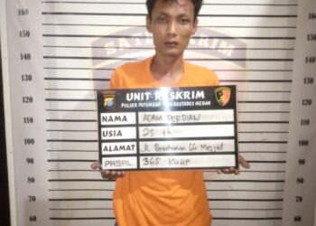 AFP: Adam Ferdian Putra 
DITANGKAP: Polsek berhasil menangkap AFP, pelaku jambret HP, Senin (17/6/2024). (Foto Dok/ Polsek Patumbak)