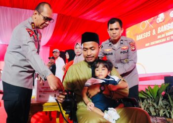 Kapolda Sumsel Irjen A. Rachmad Wibowo yang membuka kegiatan Baksos dan Bansos bertempat di Musium Sriwijaya Palembang, Selasa (25/6/2024) menguraikan kegiatan Baksos yang dilaksanakan jajarannya pada momen hari Bhayangkara ke 78.