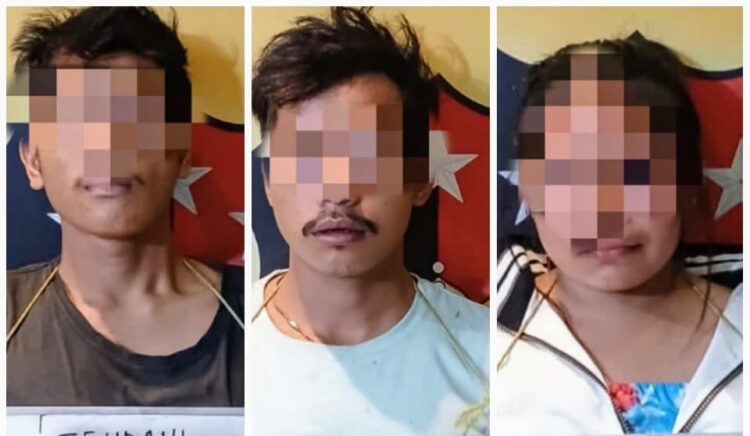 Diringkus : Polsek Medan Labuhan meringkus tersangka pelaku penggelapan, penadah dan perantara jual beli sepeda motor hasil tindak kejahatan di Desa Helvetia, Labuhan Deli, Sabtu (29/6/2024).(Foto dok Polres Belawan)