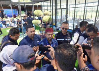 Staf Dirut Bidang IMIA PT PIM Saifuddin Noerdin disaat kegiatan Halal Bi Halal Rekan Media 2024 di Harbour Café