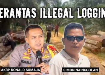 Kapolres Kampar AKBP Ronald Sumaja dan Pimpinan Umum Mitrapolri.com Simon Nainggolan (Foto : Dok/Mitrapolri.com)