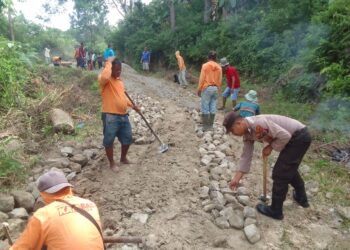 Berlokasi di Dusun II Desa Harian Kecamatan Onanrunggu Kabupaten Samosir, dilakukan perbaikan jalan desa yang menghubungkan Desa Harian Kecamatan Onanrunggu dengan Desa Toguan Galung, Kecamatan Nainggolan. Kegiatan ini dilaksanakan oleh Bhabinkamtibmas Polsek Onanrunggu, Pemerintah Desa dan masyarakat dari kedua desa. Kamis (04/07/2024).