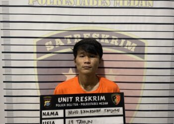 DITANGKAP: Pelaku penipuan dan penggelapan sepeda motor, MRT ditangkap Polsek Delitua. (Foto Dok/ Polsek Delitua)