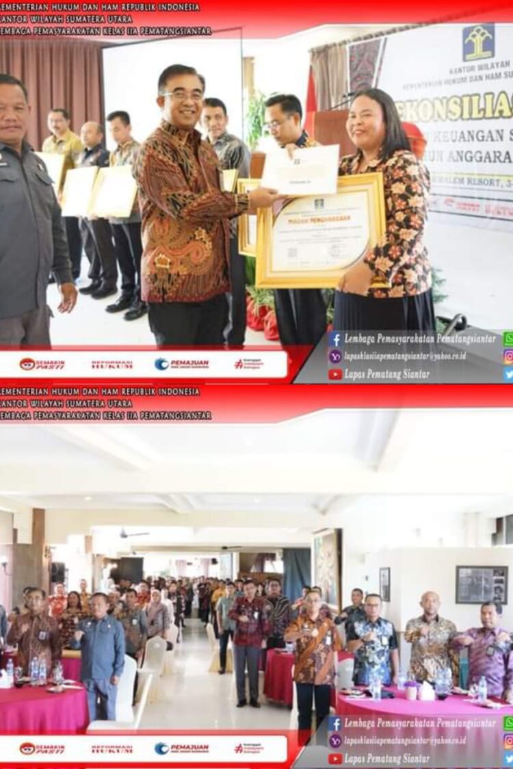 Lapas Kelas IIA Pematangsiantar hadiri kegiatan penutupan Rekonsiliasi Laporan Keuangan dan Pemutakhiran Data BMN Semester I TA 2024. Kegiatan ini turut dihadiri oleh Kepala Kantor Wilayah Kementerian Hukum dan HAM Sumatera Utara, Agung Krisna.