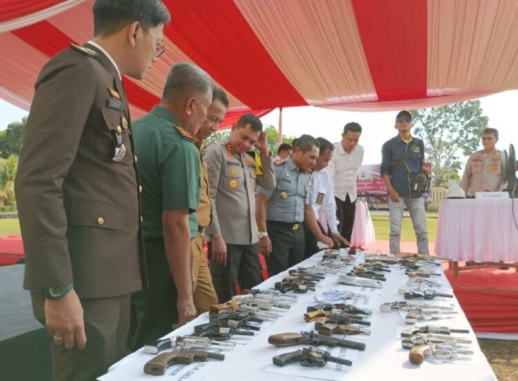 Pemusnahan senpira hasil Operasi Senpi Musi 2024.