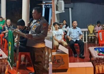 Kasubnit Binpolmas Polresta Manado, Aipda Reidenal Mulingka, melaksanakan kegiatan Minggu Kasih di Jemaat GMIM Getsemani Sumompo, Minggu (21/7/2024).