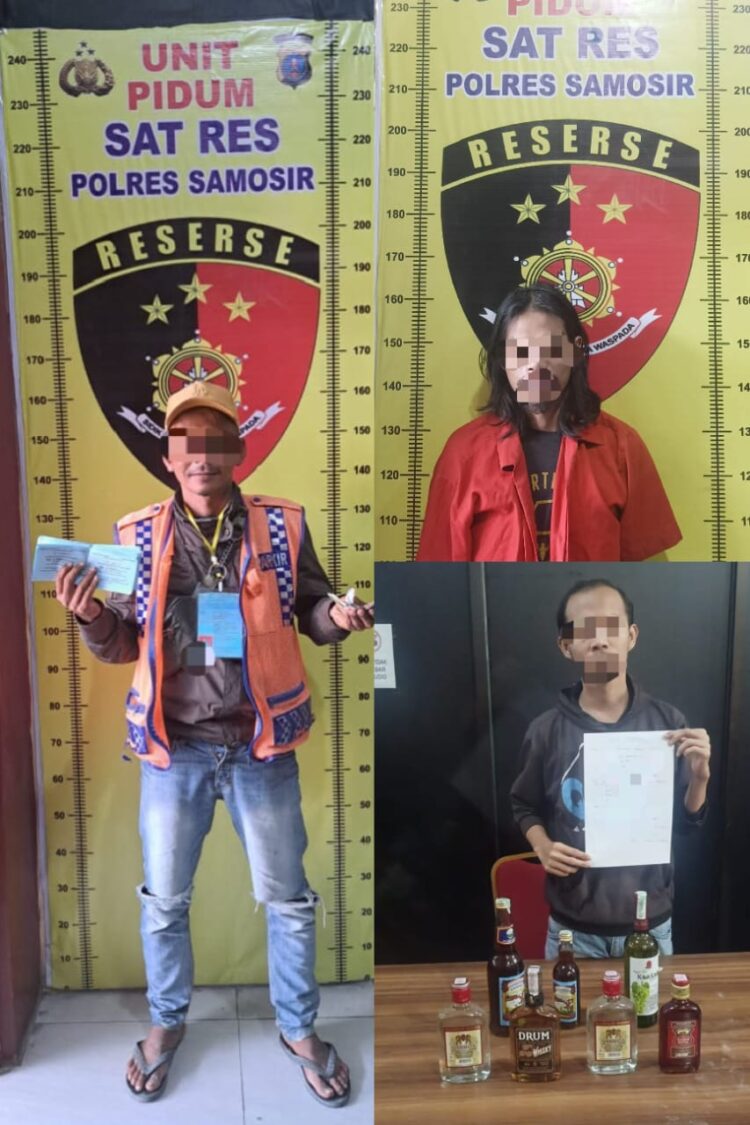 Polres Samosir telah mengamankan 3 (tiga) orang laki-laki dewasa yang telah melakukan tindakan yang berkaitan dengan Penyakit Masyarakat yang diantaranya yakni Pelaku Tindakan Premanisme, Pelaku Kepemilikan Minuman Keras dan Pelaku Tindakan Perjudian, Sebagaimana disampaikan kepada awak media pada Jumat (26/07/24).