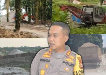 DITEMUKAN : Lokasi temuan Galian C Ilegal di sepanjang jalan Tambang, Jalan Bupati, Jalan Suka Karya Teluk Kanidai, Kecamatan Tambang dan dibelakang Perumahan Karya Indah Lestari Desa Karya Indah Kecamatan Tapung Kabupaten Kampar Provinsi Riau. (Foto : Dok/Mitrapolri.com)