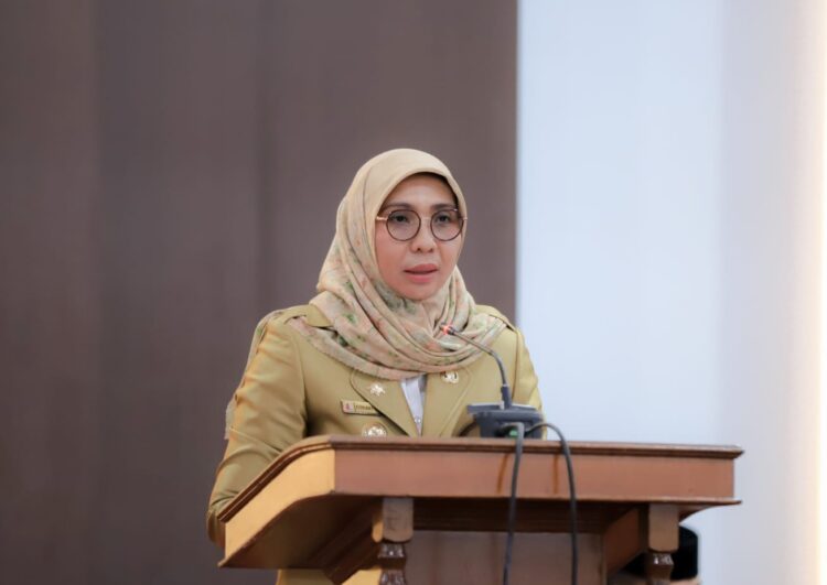 Pj Bupati Fitriany Kamis (01/08/24) disela-sela acara sosialisasi tahapan persiapan pencalonan dan penyusunan visi misi dan program bakal calon Bupati dan cawabup Nagan Raya.