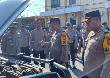 Pengecekan kondisi dan kelengkapan kendaraan bermotor dinas seluruh jajaran yang digelar pada Mapolresta Palangka Raya, Jalan Tjilik Riwut Km. 3,5, Kota Palangka Raya, Kalimantan Tengah, Kamis (1/8/2024) pagi.